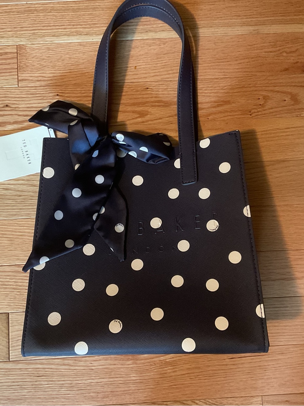 New - Ted Baker The Icon navy white polka dot tote bag